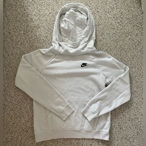 Nike White Hoodie with Ribbed Cuffs
